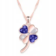 Naszyjniki - Naszyjnik Pozłacany z Koniczynką Serce Kwiat Cyrkonie Koniczyna SREBRO 925 - miniaturka - grafika 1