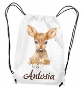 Plecaki worki - Worek Plecak do przedszkola szkoły na buty kapcie Jelonek W10 Imię - miniaturka - grafika 1