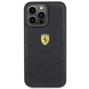 Etui Ferrari Quilted Metal Logo na iPhone 15 Pro Max - czarne - Etui i futerały do telefonów - miniaturka - grafika 1