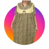Bielizna nocna - BAWEŁNA KOSZULA NOCNA pantera krótki rękaw bawełna 50 52 5xl 6xl - miniaturka - grafika 1