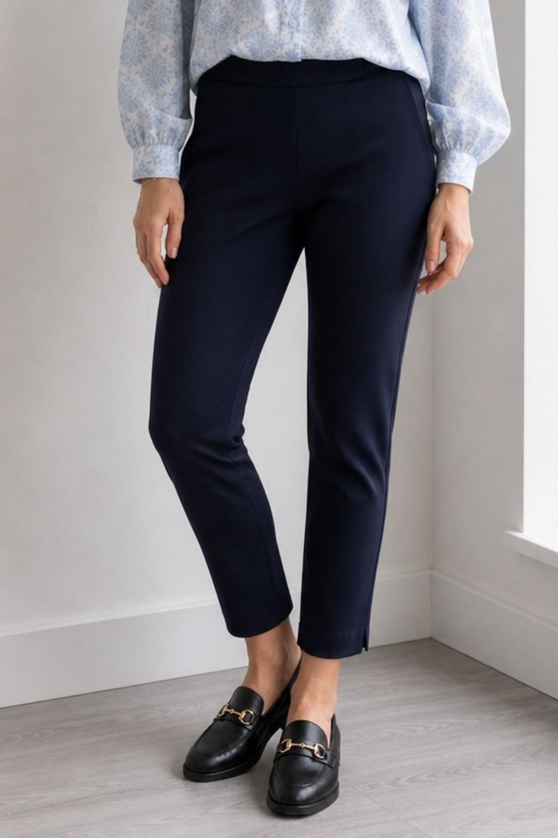 Spodnie damskie granatowe eleganckie klasyczne Made in Italy slim M