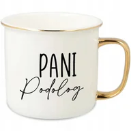 Kubki - KUBEK UCHO RANT ZŁOTY PORCELANOWY RETRO PREZENT DLA PANI PODOLOG MIX WZORY - miniaturka - grafika 1