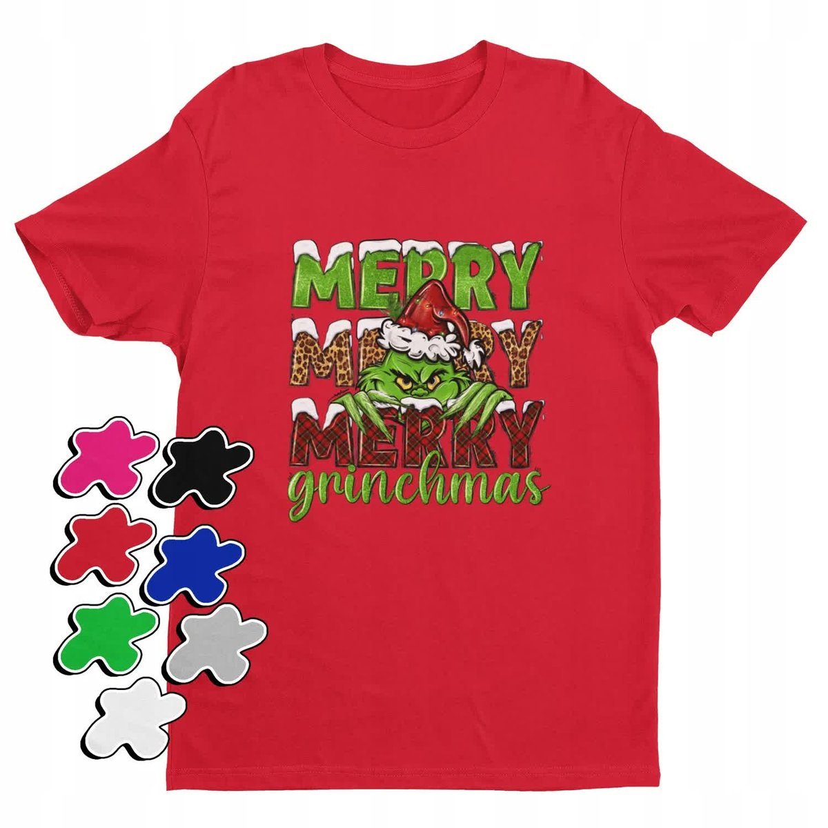 Koszulka T-Shirt Dziecięca Z Nadrukiem Grinch Święta Prezent -L 146-152