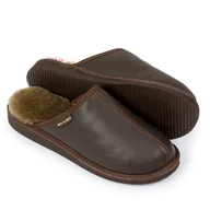 Kapcie męskie - Ire Shoes Kapcie Męskie Owcza Wełna Skórzane r.44 - miniaturka - grafika 1