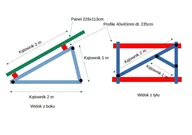 Akcesoria do kolektorów i fotowoltaiki - Komplet elementów do wykonania samodzielnie konstrukcji na grunt na 2 panele o wymiarach do 230cm x 115cm i grubości 30mm w pionie - miniaturka - grafika 1