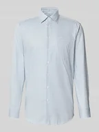 Koszule męskie - Koszula biznesowa o kroju regular fit z kołnierzykiem typu kent i kieszenią na piersi - miniaturka - grafika 1