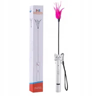 Latarki - Zabawka dla kota MOCNY LASER + piórka latarka USB - miniaturka - grafika 1