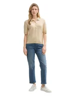 Koszulki i topy damskie - Tom Tailor Koszulka polo w kolorze beżowym - miniaturka - grafika 1