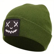 Czapki dla dzieci - TEMU Czapka Beanie dla Mężczyzn i Nastolatków 2024 – Oddychająca, Rozciągliwa, Zimowa z Grafiką Czaszki, 100% Poliester, Czarna & Wielokolorowe Opcje - miniaturka - grafika 1