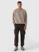 Spodnie męskie - 4F Spodnie casual parachute cargo męskie - brązowe XL - miniaturka - grafika 1