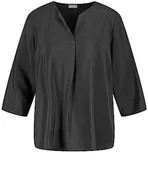 Bluzki damskie - Samoon Damska delikatna bluzka z rękawami 3/4, rękaw 3/4, bluzka z rękawami 3/4, jednokolorowa, czarny, 42 - miniaturka - grafika 1