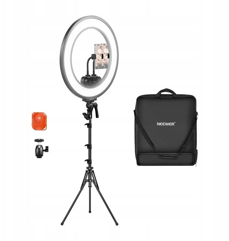 Lampa pierścieniowa Neewer Ultra cienka lampa pierścieniowa LED zestaw Neewer RL45B 45W 18”