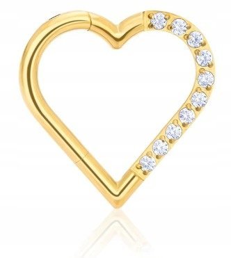 Tytanowy Kolczyk Clicker PIERCING Serce z Cyrkoniami HELIX Lobe 1,2/8