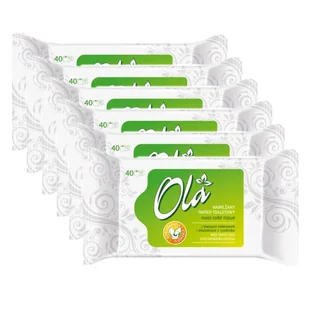 6 x OLA nawilżany papier toaletowy z kwasem mlekowym i rumianku 40 sztuk - Papier toaletowy - miniaturka - grafika 1