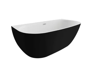 Wanna przyścienna Polimat Risa 160x80 cm owalna czarny mat 00479 - Wanny - miniaturka - grafika 1