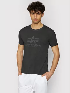 Koszulki męskie - Alpha Industries T-Shirt Basic T Oildye 116515 Czarny Regular Fit - grafika 1