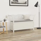 Ławki do przedpokoju - vidaXL Ławka, biała, 107x45x75,5 cm, lite drewno jodłowe - miniaturka - grafika 1