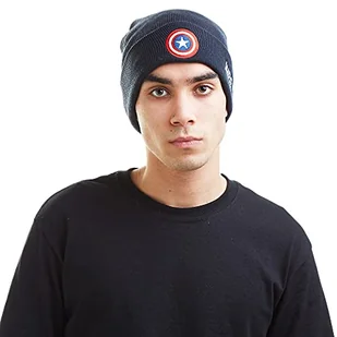 Marvel Comics Captain America Shield męska czapka beanie, Niebieski (granatowy), Rozmiar uniwersalny - Czapki damskie - miniaturka - grafika 1