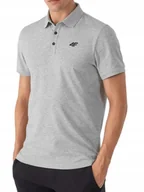 Koszulki męskie - KOSZULKA POLO 4F męska 4FSS23TPTSM038-27M szara M - miniaturka - grafika 1