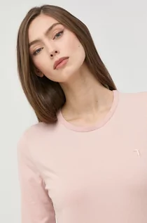 Bluzki damskie - Trussardi longsleeve damski kolor różowy - grafika 1