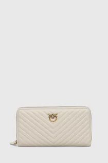 Portfele - Pinko portfel skórzany damski kolor biały - grafika 1