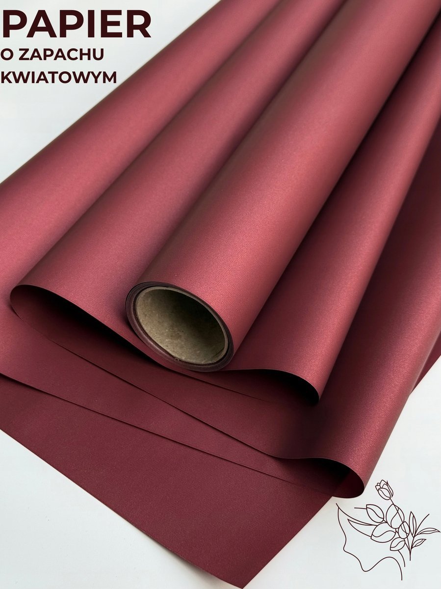 Papier florystyczny do pakowania satynowy 50cmX9m Marsala