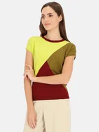 Bluzki damskie - Dzianinowa trójkolorowa bluzka Potis & Verso Karolina - miniaturka - grafika 1