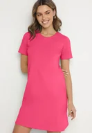 Sukienki - Różowa Bawełniana Sukienka o Kroju Typu T-shirt Nilisea - miniaturka - grafika 1