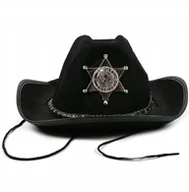 Dodatki do strojów karnawałowych - KAPELUSZ SZERYFA KOWBOJSKI KAPELUSZ Z GWIAZDĄ SREBRNA ODZNAKA BAL KARNAWAŁ - miniaturka - grafika 1