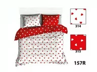 Pościel - Extrapościel Pościel bawełniana 180x200 R157 biała czerwona serduszka - miniaturka - grafika 1