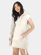 Kamizelki damskie - Brave Soul Bezrękawnik LJK-TROPICLGILB Écru Straight Fit - miniaturka - grafika 1