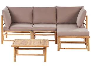 Zestaw ogrodowy narożny bambusowy 4-osobowy beżowoszary CERRETO - Meble ogrodowe - miniaturka - grafika 1