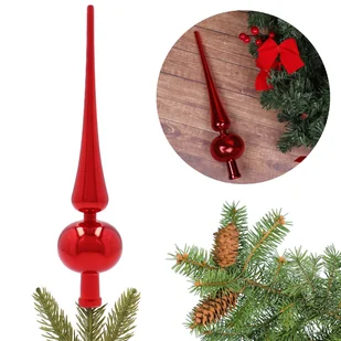 Czerwony szpic, czubek na choinkę, świąteczna ozdoba szczytowa 30 cm - Ozdoby bożonarodzeniowe - miniaturka - grafika 1