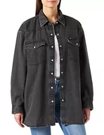 Kurtki damskie - Wrangler Damska kurtka dżinsowa Jumbo, Blackopedia, XS - miniaturka - grafika 1