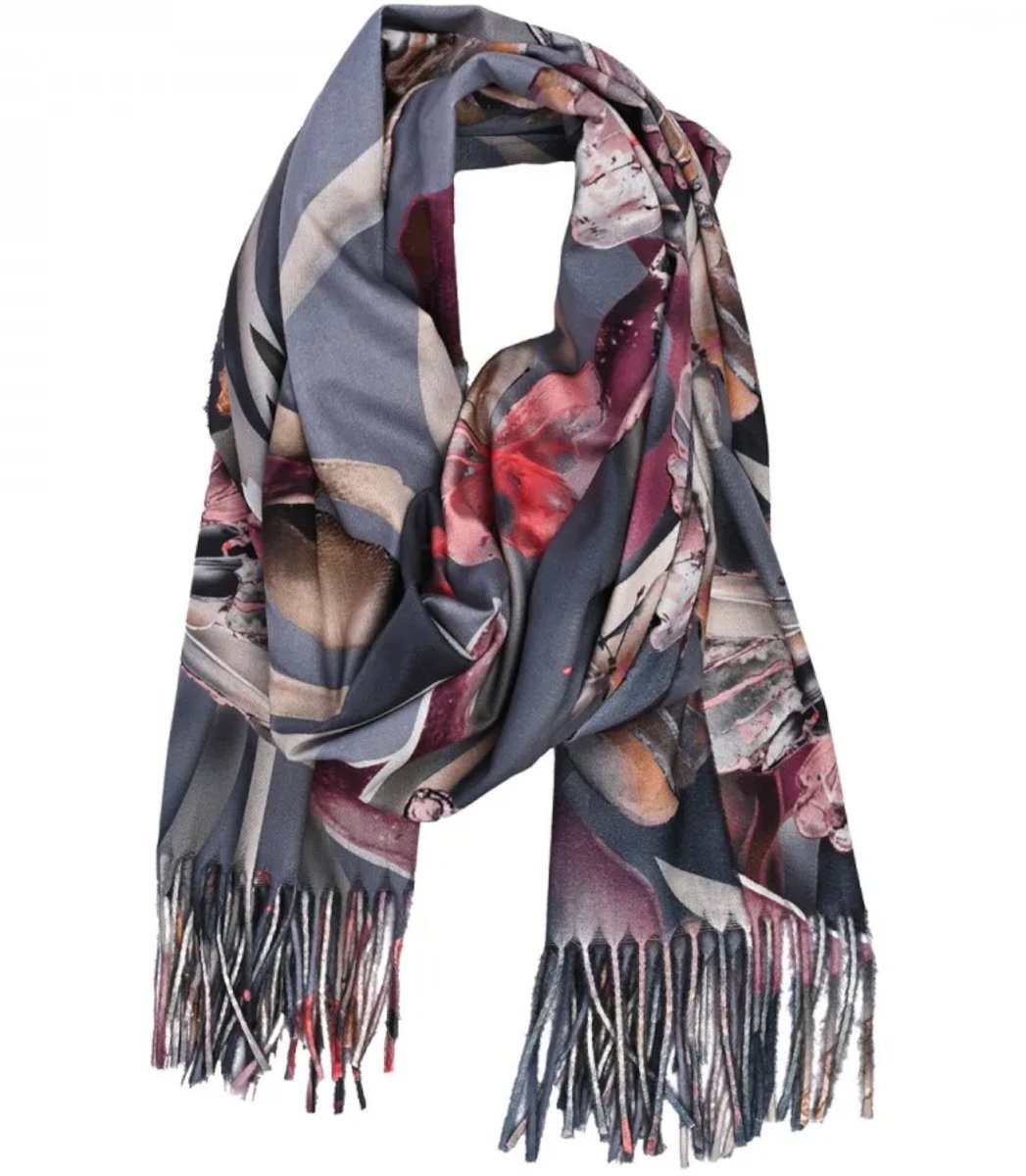 Szal szalik Chusta frędzle ciepły motyle miękki gładki 180x70 cm