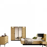 Meble do sypialni - Zestaw Mebli do Sypialni Verso Sypialnia Laski Meble Dąb Scandi, Czarny - miniaturka - grafika 1