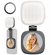 Wyposażenie ciemni fotograficznej - Lampa LED + Lusterko na Magnes do Telefonu MagSafe Zdjęcia Selfie Vlog C140 / Czarny - miniaturka - grafika 1
