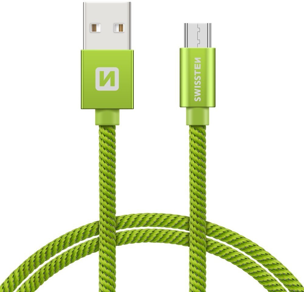 Swissten Textile Quick Charge Universal Micro USB Data and Charging Cable 0.2m
