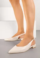 Sandały damskie - Beżowe Sandały Vices ze Skórzaną Wkładką i Noskiem w Szpic Lisellia - miniaturka - grafika 1