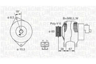 MAGNETI MARELLI Alternator 063731521010 063731521010 - Alternatory - miniaturka - grafika 1