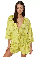 Koszule damskie - Trendyol Damska koszula z grafiką - krótka piżama zestaw, żółty, 36, ŻÓŁTY, 62 - miniaturka - grafika 1