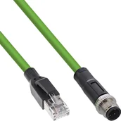 Kable miedziane - Przemysłowy kabel sieciowy InLine®, M12 4-pin D-coded male to RJ45 male, PUR, 3m - miniaturka - grafika 1