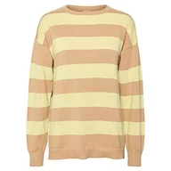 Swetry damskie - NOISY MAY Damski sweter Nmzoe L/S O-Neck Oversized Knit S*, Nomad/Stripes:pale Lime Yellow, M - miniaturka - grafika 1