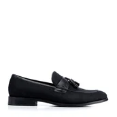 Półbuty męskie - Męskie mokasyny z chwostami czarne - miniaturka - grafika 1