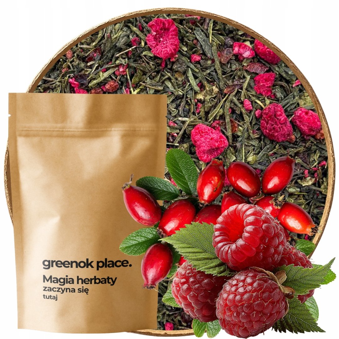 Herbata zielona Leśna Malina 500g dzika róża jarzębina sencha