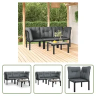 Meble ogrodowe - The Living Store 4-częściowy zestaw wypoczynkowy do ogrodu z czarno-szarego polirattanu - miniaturka - grafika 1