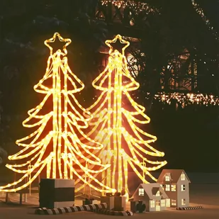vidaXL Składane choinki z ciepłym białym LED, 2 szt., 87x87x93 cm - Oświetlenie świąteczne - miniaturka - grafika 1