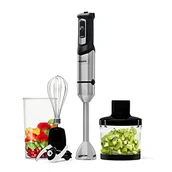 Blendery ręczne - Mellerware Spiro Hand Blender! | 1000 Watt Electric Mincer | Stainless Steel | Adjustable Speed | Led Light | Turbo Function | Includes Measuring Cup, Whisk and Mincer (Black) - miniaturka - grafika 1