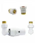 Zawory i kraniki - Zawór termostatyczny trójosiowy Master biały mat lewy Cu - miniaturka - grafika 1