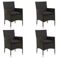 Fotele i krzesła ogrodowe - vidaXL Krzesła ogrodowe z poduszkami 4 szt. polirattan czarne 316689 - miniaturka - grafika 1